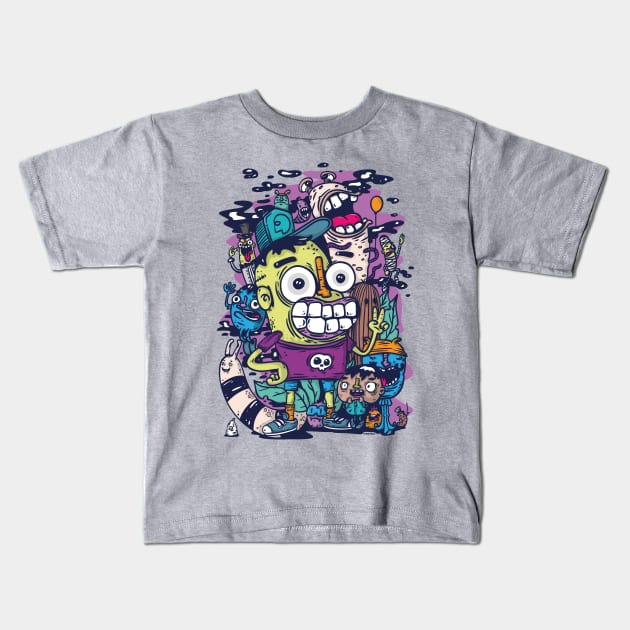 doodle party Kids T-Shirt by manuvila